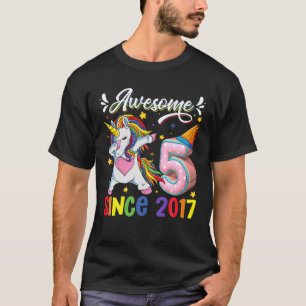 Dabbing Unicorn 5Th Birthday Awesome 2017 5 Year O T-Shirt