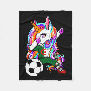 Dabbing Unicorn Algeria Soccer Fans Jersey Fleece Blanket