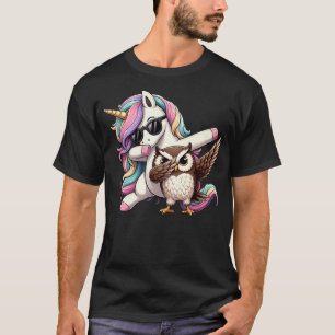 Dabbing Unicorn And Owl Boys Girls Men Women Kids T-Shirt