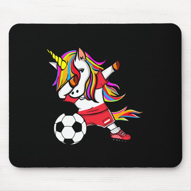 Dabbing Unicorn Austria Footll - Austrian Flag Soc Mouse Pad (Front)