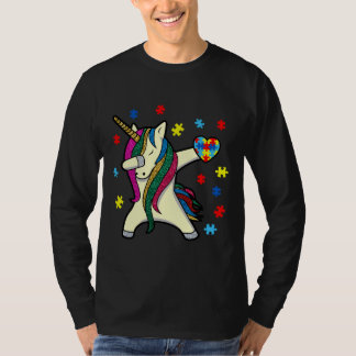 Dabbing Unicorn Autism Awareness Awareness Month E T-Shirt