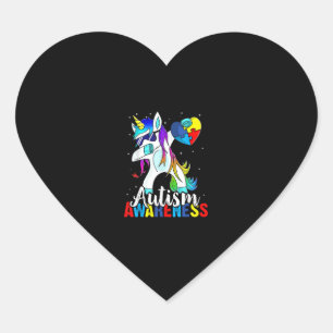 Dabbing Unicorn Autism Awareness Kids Girls Boys B Heart Sticker