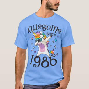 Dabbing Unicorn Awesome since 1986 33rd Birthday T-Shirt