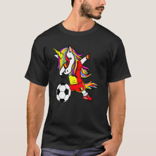 Dabbing Unicorn Belgium Football Belgian Flag Soc T-Shirt