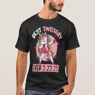 Dabbing Unicorn Best Twosday Ever 2 22 22 Twos Day T-Shirt