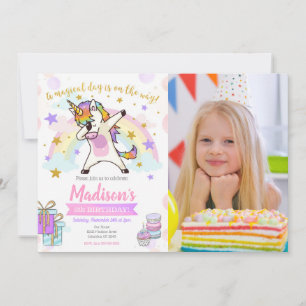 Dabbing Unicorn Birthday Invitation Magical Party