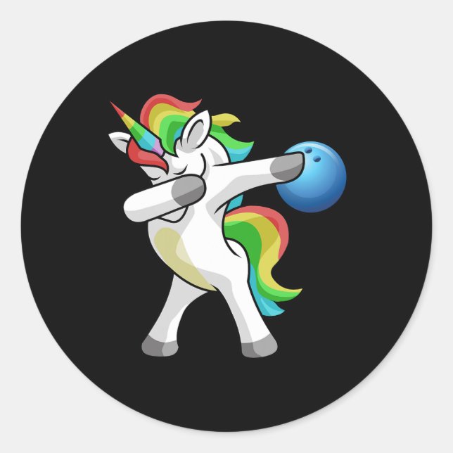 Dabbing Unicorn Bowling Bowler Funny Dab Dance Rai Classic Round Sticker (Front)