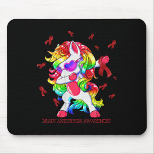 Dabbing Unicorn Brain Aneurysm Awareness Ribbon G Mouse Pad