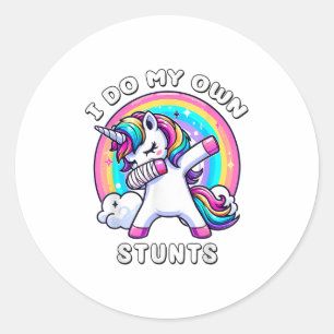 Dabbing Unicorn Broken Arm Cast Injury Dab Dance R Classic Round Sticker