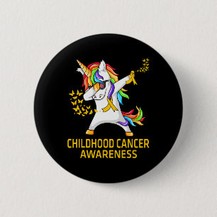 Dabbing Unicorn Childhood Cancer Awareness Warrior 6 Cm Round Badge