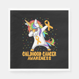 Dabbing Unicorn Childhood Cancer Awareness Warrior Napkin