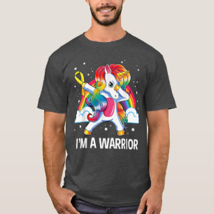 Dabbing Unicorn Childhood Cancer Awareness Warrior T-Shirt