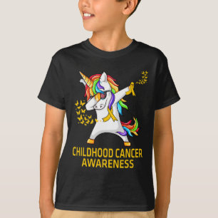 Dabbing Unicorn Childhood Cancer Awareness Warrior T-Shirt