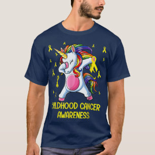 Dabbing Unicorn Childhood Cancer Awareness Warrior T-Shirt
