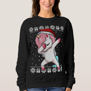 Dabbing Unicorn Christmas Pajama Cute Ugly X-Mas S Sweatshirt