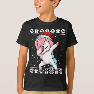 Dabbing Unicorn Christmas Pajama Cute Ugly X-Mas S T-Shirt