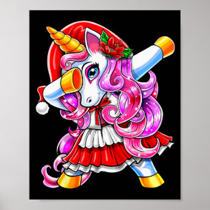 Dabbing Unicorn Christmas Santa Costume Unicorn Gi Poster