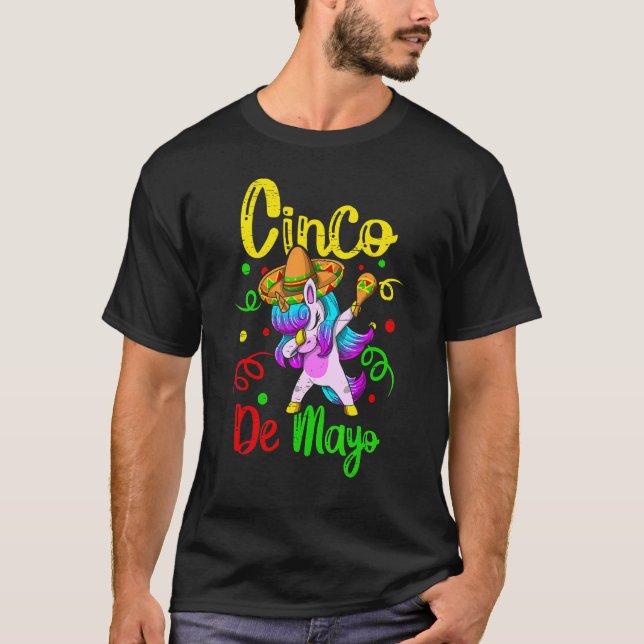 Dabbing Unicorn Cinco De Mayo Fiesta Mexican Ameri T-Shirt (Front)