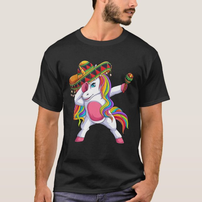 Dabbing Unicorn Cinco de Mayo Kids Girls Women Mex T-Shirt (Front)
