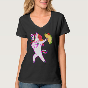 Dabbing Unicorn Cinco De Mayo Men Womens Taco Paja T-Shirt