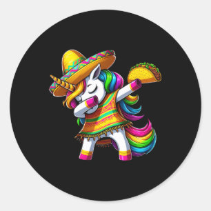 Dabbing Unicorn Cinco De Mayo Mexican Party Fiesta Classic Round Sticker