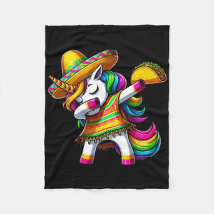 Dabbing Unicorn Cinco De Mayo Mexican Party Fiesta Fleece Blanket