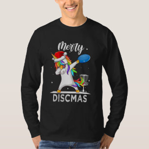 Dabbing Unicorn Dab Xmas Disc Golf Player Christma T-Shirt