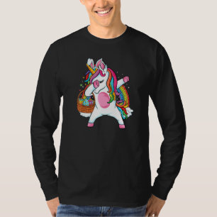 Dabbing unicorn Easter Egg hunt bunny ears Easter  T-Shirt