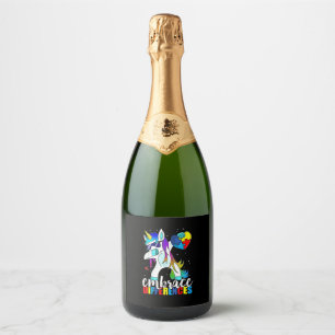 Dabbing Unicorn Embrace Differences Boys Girls Kid Sparkling Wine Label