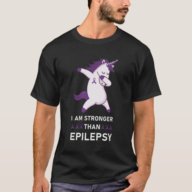 Dabbing Unicorn Epilepsy Awareness Ribbon T-Shirt (Front)