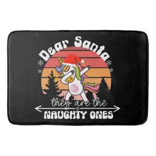 Dabbing Unicorn Funny Christmas Bath Mat