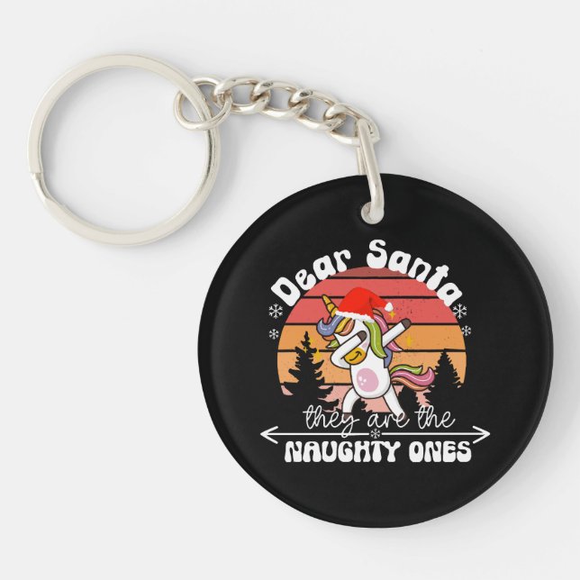  Dabbing Unicorn Funny Christmas Key Ring (Front)