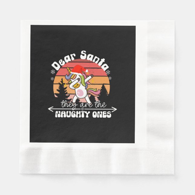  Dabbing Unicorn Funny Christmas Napkin (Front)
