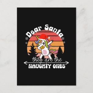 Dabbing Unicorn Funny Christmas Postcard