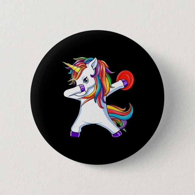 Dabbing Unicorn Funny Flying Disc Golf Player  6 Cm Round Badge (Front)