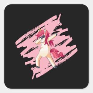 Dabbing Unicorn Girl Girlies Girls Funny Gift Idea Square Sticker