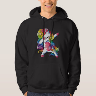 Dabbing Unicorn Girls Kids Rainbow Dab Dance Squad Hoodie