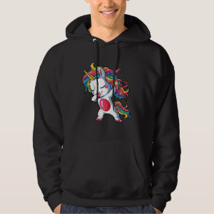 Dabbing Unicorn Girls Kids Rainbow Dab Dance Squad Hoodie