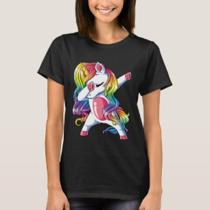 Dabbing Unicorn Girls Kids Rainbow Dab Dance Squad T-Shirt