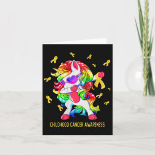 Dabbing Unicorn Gold Ribbon Childhood Cancer Aware Card