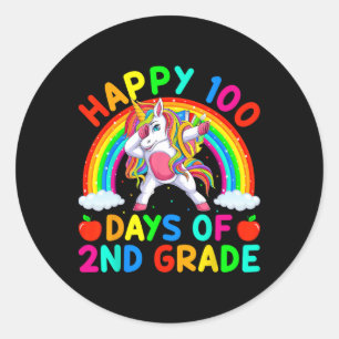 Dabbing Unicorn Happy 100th Day Of School 2nd Grad Classic Round Sticker