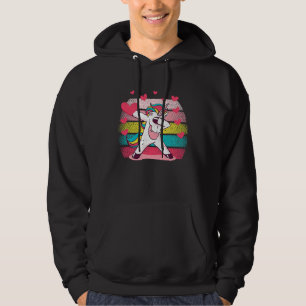Dabbing Unicorn  Heart Valentine's Day Dab Dance Hoodie