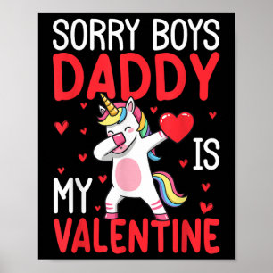 Dabbing Unicorn Heart Valentines Day Girls Kids Ra Poster