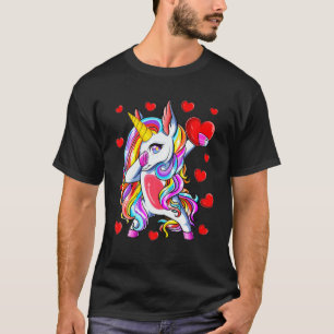 Dabbing Unicorn Heart Valentines Day Tees Girls Ki