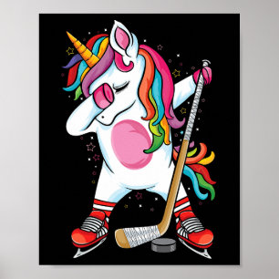 Dabbing Unicorn Ice Hockey Kids Boys Girls Funny I Poster
