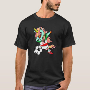 Dabbing Unicorn Iran Football  Iranian Flag Soccer T-Shirt