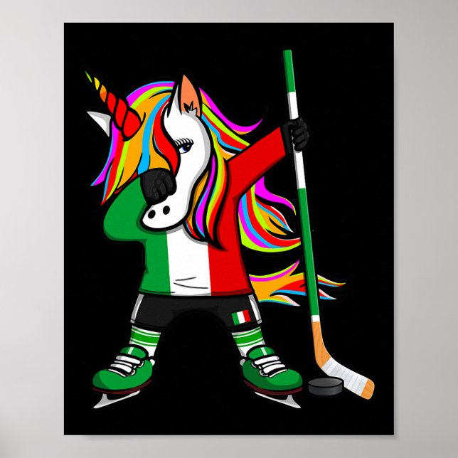 Dabbing Unicorn Italy Ice Hockey Fans Jersey Winte Poster (Front)