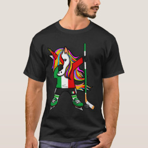 Dabbing Unicorn Italy Ice Hockey Fans Jersey Winte T-Shirt