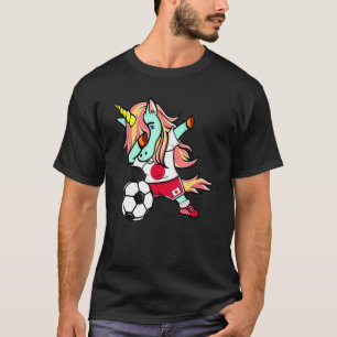 Dabbing Unicorn Japan Football Japanese Flag Socc T-Shirt
