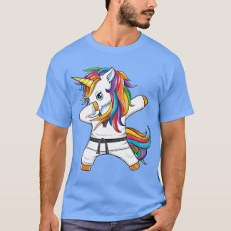 Dabbing Unicorn Karate Taekwondo Kids Girls Art T-Shirt